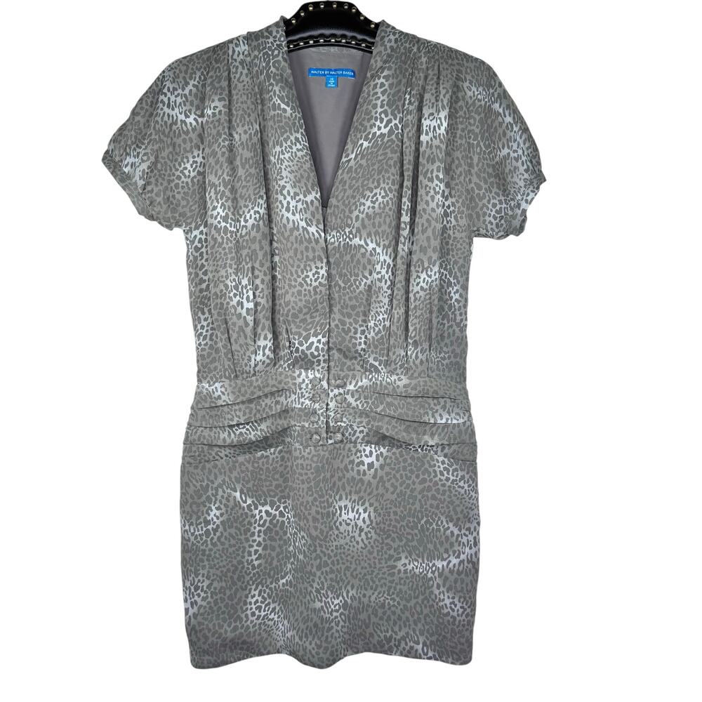 Walter by Walter Baker Animal Print Short Sleeve Pleated Mini Dress XS